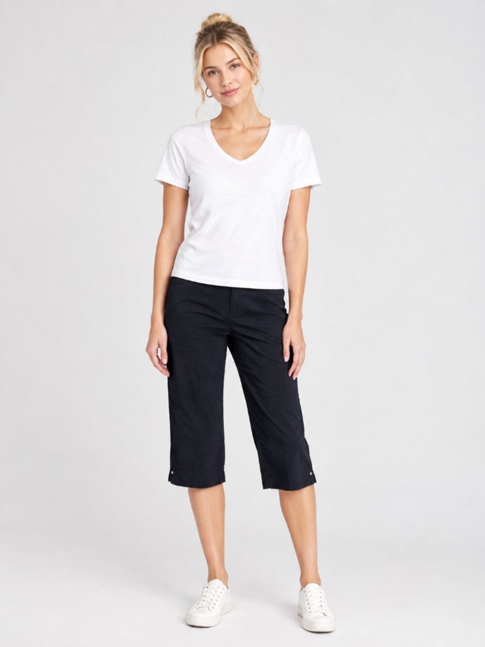 2/$30 Chico's Perfect Stretch Pullon Pedal Pusher Pant High Rise Black 12 #A4891